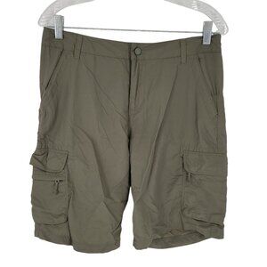 REI womens 8 Sahara green quick drying nylon hiking cargo pocket shorts